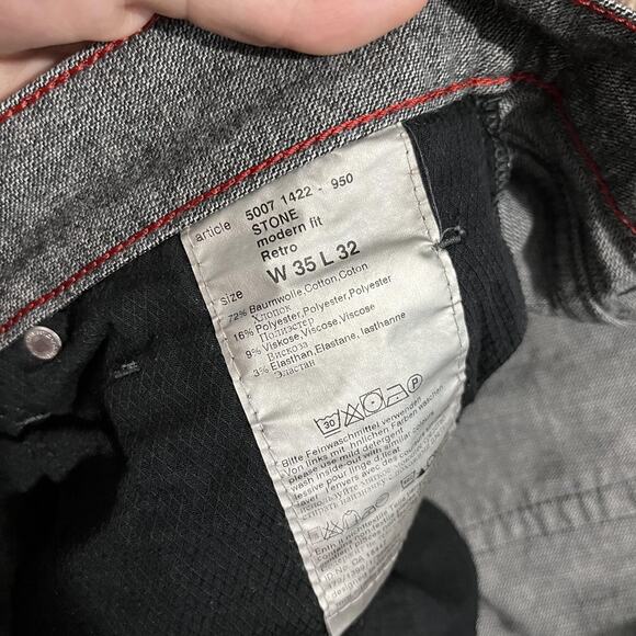 Alberto Pants Mens 35x32 Gray Stone Modern Fit Stretch Twill 5-Pocket 5001 - Picture 5 of 8